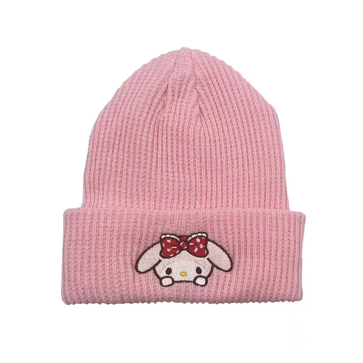 Sanrio Kuromi Unisex Cotton Cartoon Embroidered Casual Hats Knitted Winter Hat Hard Hip Hop Skull Bonnet Hat For Women