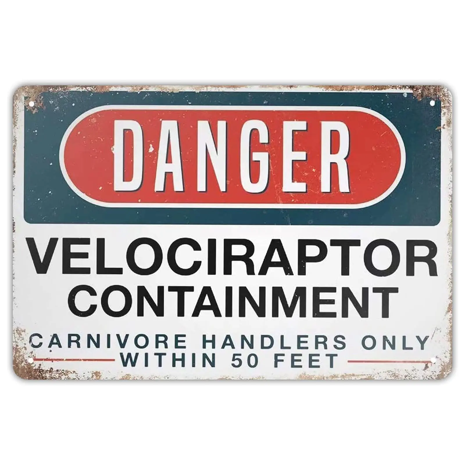 1p  Retro Metal Tin Sign - Danger Velociraptor Dinosaur Area for Shop/Home/Farm/Cafe/Garage/Wall Decor,Best Gift Decor Design