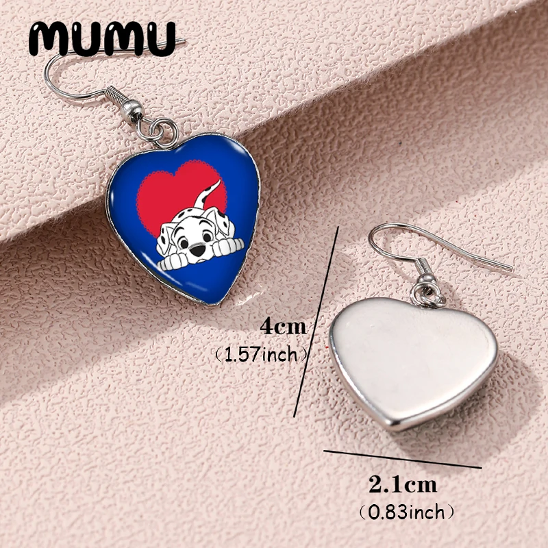 2024 New Dalmatians Dogs Dangle Earring Heart Shaped Earrings Handmade Glass Dome Jewelry Gifts Fans