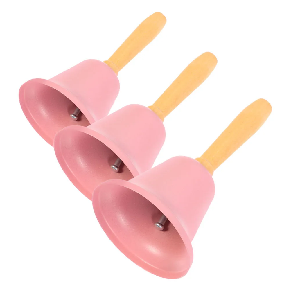 

3pcs Hand Wooden Handle Loud Metal Ringing Bell For Dinner Call Service Alert Elderly Care Classroom Wedding Table Top