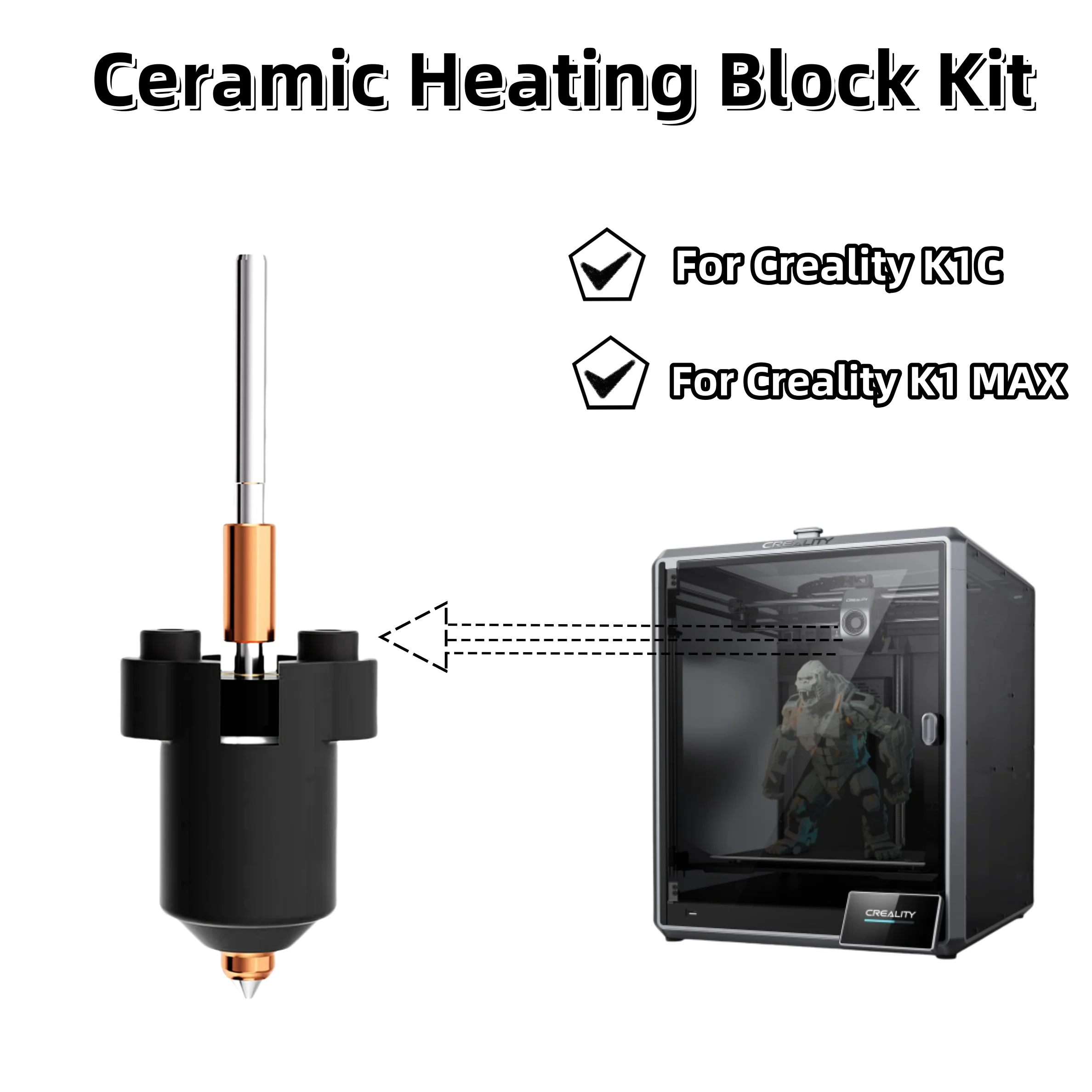 Hotend For Creality K1C K1 MAX Ceramic Heating Block Kit 0.4mm Quick-Swap Integrated Nozzle High Flow Printing 3D Printer Parts