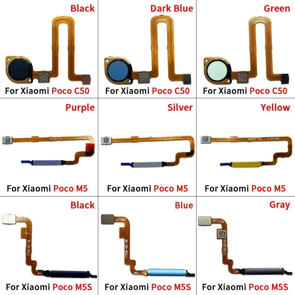 

For Xaiomi Poco C50 M5 M5S / Redmi A1 Plus Home Button Back Touch ID Scanner Fingerprint Sensor Flex Cable Phone Parts