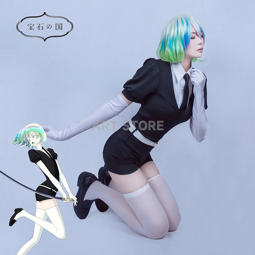 Anime Land of The Lustrous Diamond Houseki No Bort Kuni Jade Yellow Cosplay Costume Playsuit Outfits Uniforms Suits Wig Women