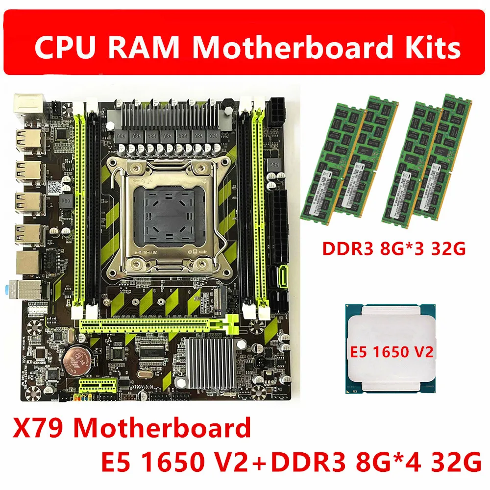 

X79 Motherboard E5 1650 V2 host DDR3 1600HMZ ECC REG 8GX4 32G CPU RAM Kit Set LGA 2011 Desktop Servers Workstations Motherboard