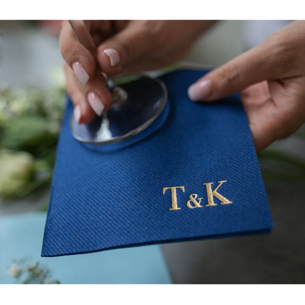 50PCS Personalized cocktail Napkins wedding, soft linen like, airlaid Custom wedding Napkins, Napkins for wedding, Monogramed Na