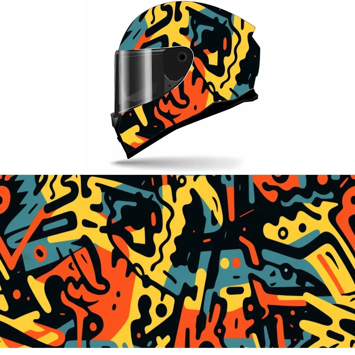 

Colorful Graffiti Pattern Full Helmet Wrap Sticker Motorcycle Helmet Racing Graphic Decal Vinyl Wrap Helmet Decor Sticker