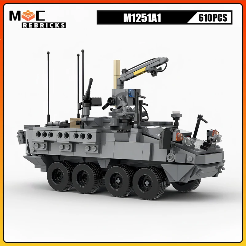 Moc Baustein Militär gepanzerten LKW m1251a1 Feuer Unterstützung Fahrzeug uns Armee High-Tech-Waffe Montage Ziegel Spielzeug Kinder geschenke