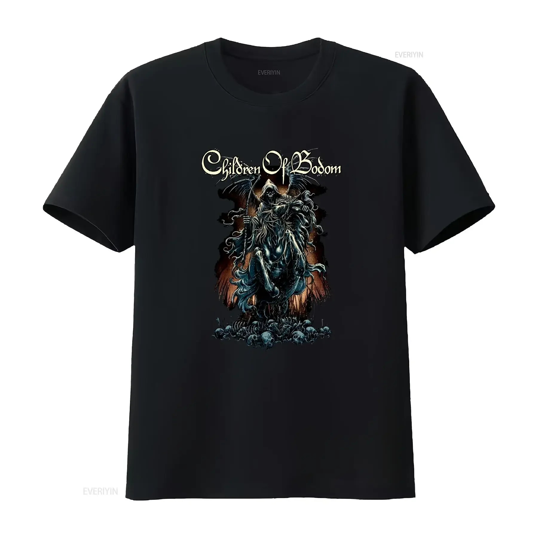 T shirt ufficiale dei Children of Bodom Logo gotico metallico con scritta Knight lavabile in lavatrice girocollo stile vintage