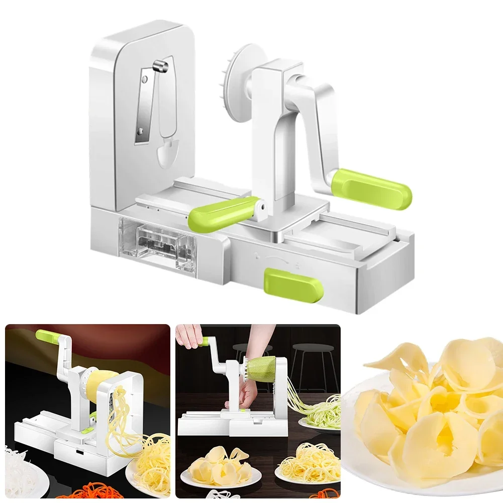 

Foldable Vegetable Spiralizer with Extra Blade Box Vegetable Slicer Vegetable Shredder with Handle for Cucumber Potato Zucchini
