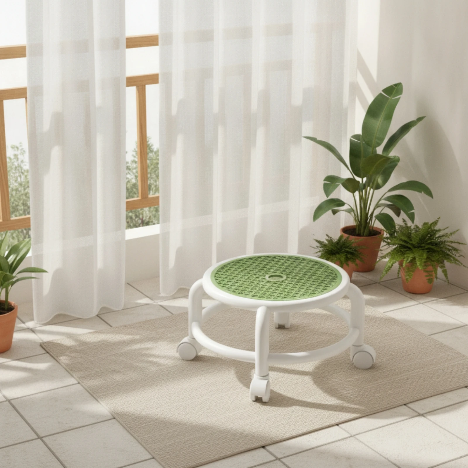 Low Rolling Stool Easy to Clean Low Stool with Wheels Furniture Breathable Mobile for Adults, Entryway, Living Room