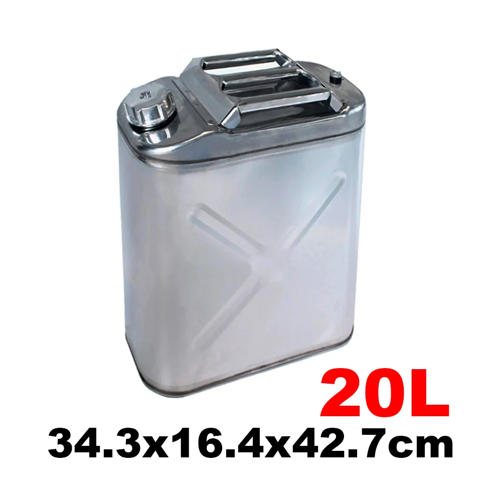 20L 304 Stainless Steel Oil Tank Gasoline Tank Diesel Tank Portable Refueling Tank Car Spare Fuel Tank