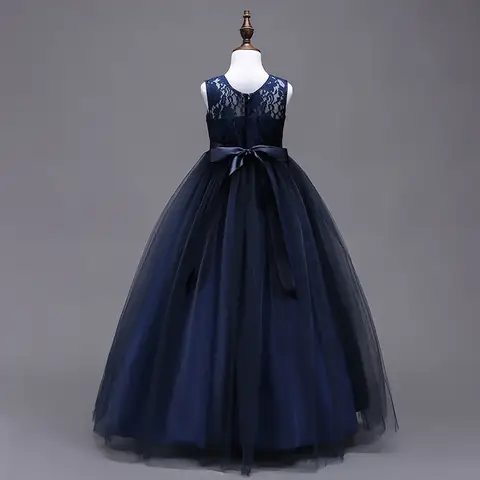 Barn Prinsessa Eleganta Festklänningar Flickor Första Nattvard Bröllop Brudklänningar Spets Formella Vita Kläder 11 till 12 År 8 best sales födelsedagsklänning för 11 år - №4