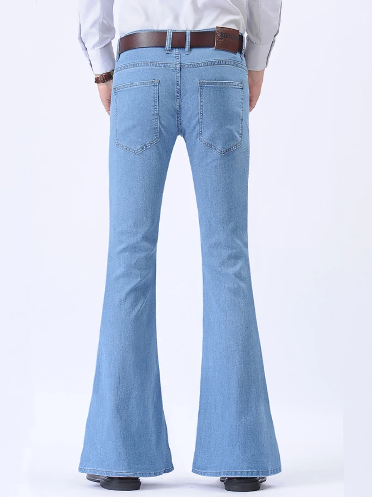 Low Waist Flared Jeans Men's Fashion Slim Fit Wide Leg Denim Pants Youth Casual Comfortable Antiball Rolling Spring Autumn Wi...