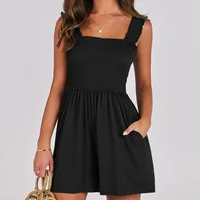 New Women's Dress Black Smocked Midi Ruffles - Fashion Casual Swing Summer Dress for Holiday Beach Date Night Y2k Clothing - Image 3