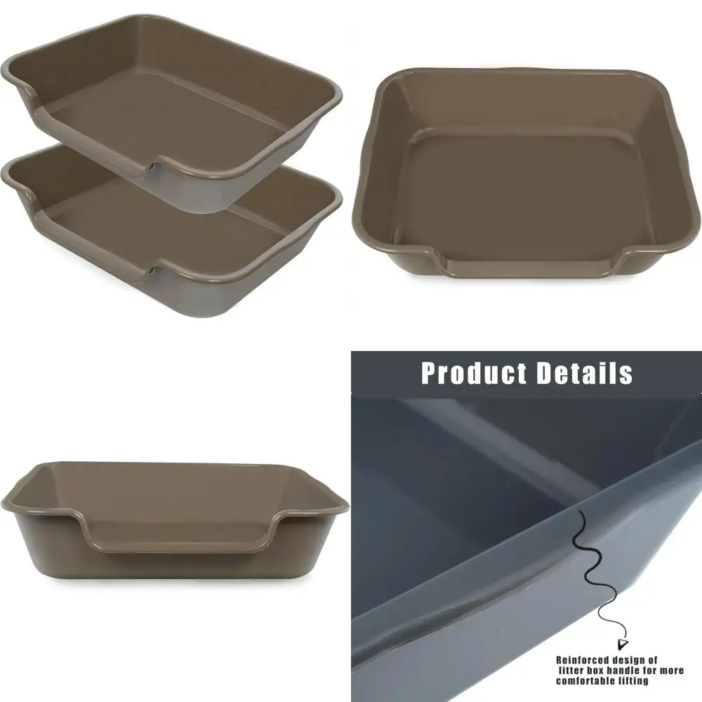 

Большой лоток для кошек из АБС-пластика, с низким входом для пожилых или крупных кошек, светло-коричневый, 24 дюйма (длина) x 20 дюймов (ширина)