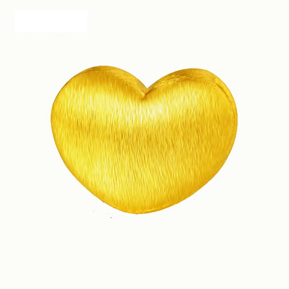 1pcs 24K Yellow Gold Pendant /Lucky 3D Brushing Finish Crafts Loving Heart Loose Bead 0.75-0.8g