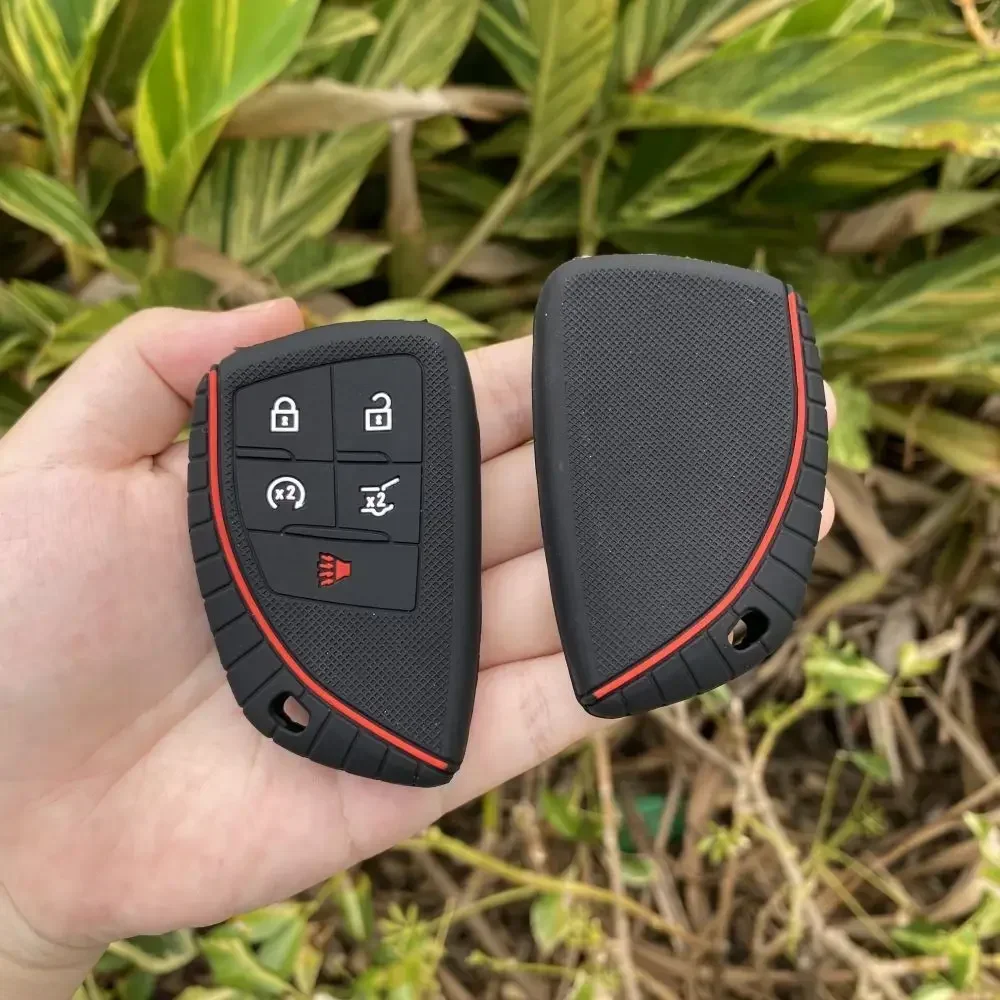 For Buick Envision S Plus Chevrolet Suburban Tahoe GMC Yukon Sierra 1500 Denali 5 Buttons Silicone Car Key Cover case keychain