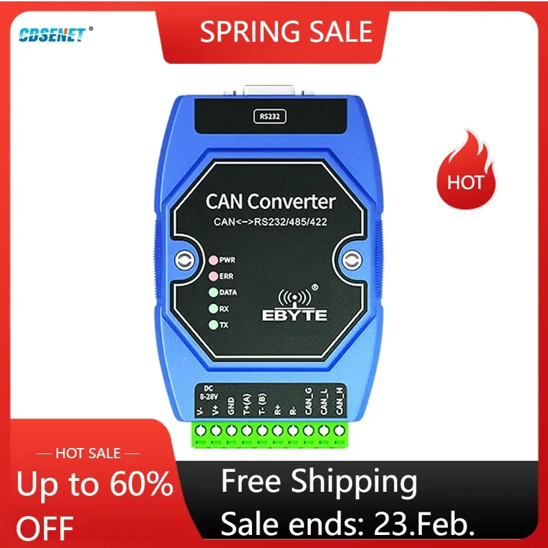 CAN to RS485 RS232 RS422 CANBUS Serial Protocal Converter 2-Way Transparent Data transmission CDSENET ECAN-401S CAN 2.0 Modbus