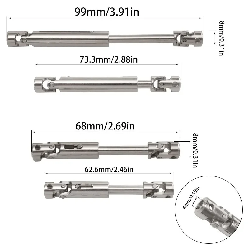 Acessórios de modificação do eixo de transmissão de metal adequados para c8815 c8835 h1 1/10 rc carro metal portão ponte peças de modificação