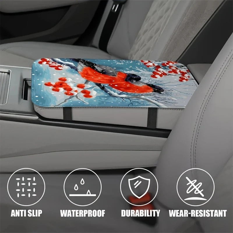 1pc Red Mockingbird Car Armrest Box Mat Soft and Comfortable General Motors Parts for Men and Women Automotive Interior Supplies