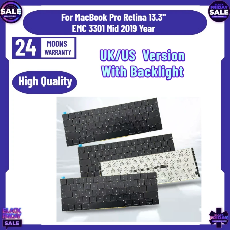 New Laptop A2159 Keyboard with Backlight English US UK for MacBook Pro Retina 13.3