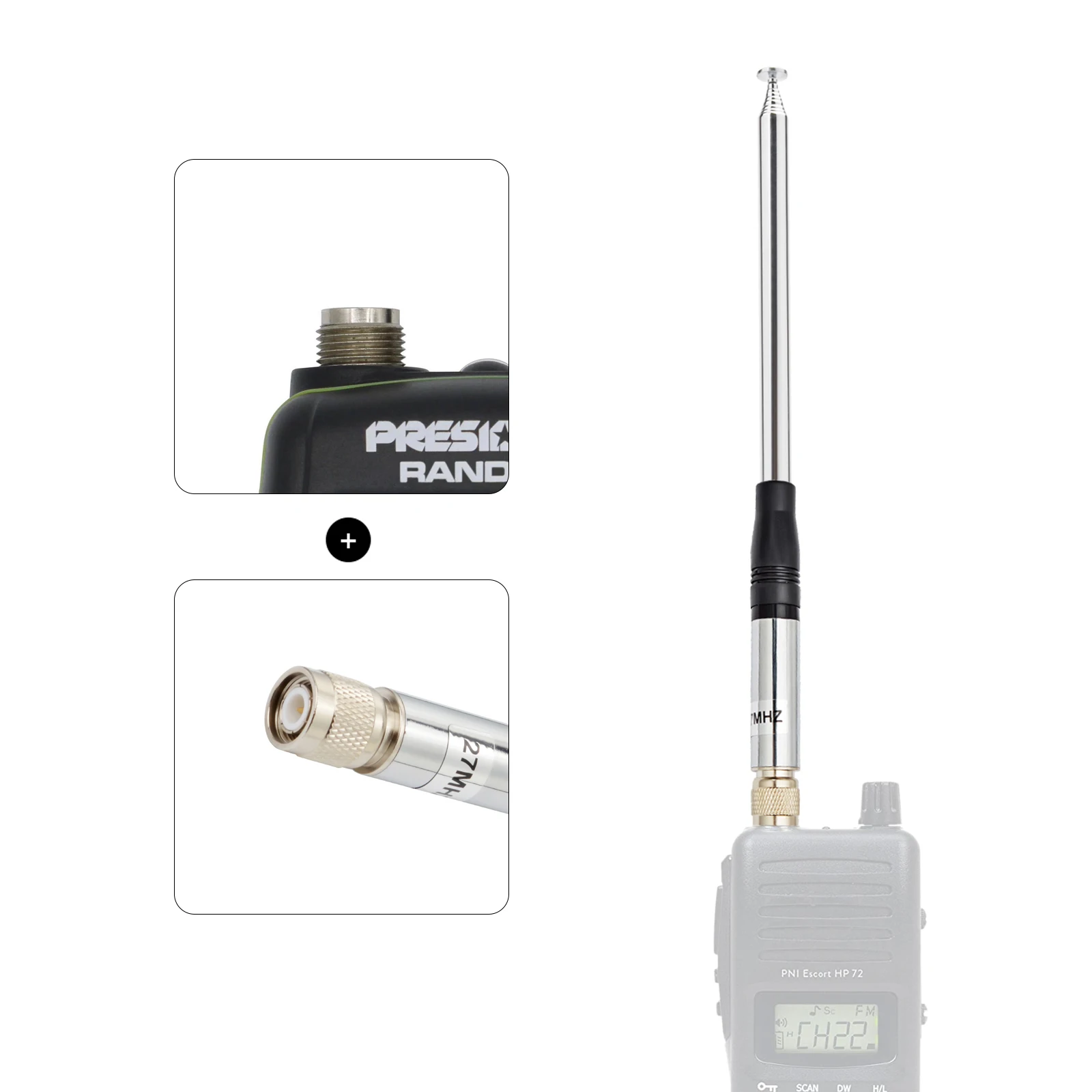 Cb Antenna 27mhz TNC Stainless Steel Telescopic/Rod HT Antennas for President Randy FCC/Randy II FCC Handheld CB Portable Radio - view 6