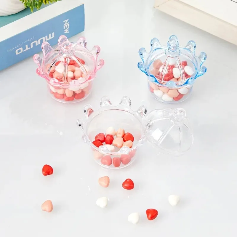 12pcs/lot Transparent Plastic Candy Boxes Crown Shape Church Shape Large Capacity Party Supplies Festival Supplies