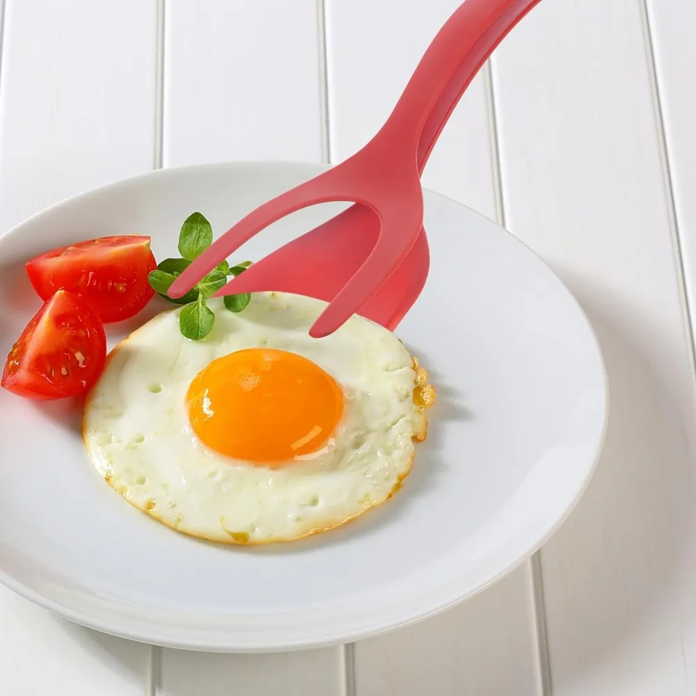 1pc Cooking Tongs 2 in 1 Spatula Tongs Grip and Flip Tongs Spatula Egg Flipper Turner Egg Spatula Kitchen Tools
