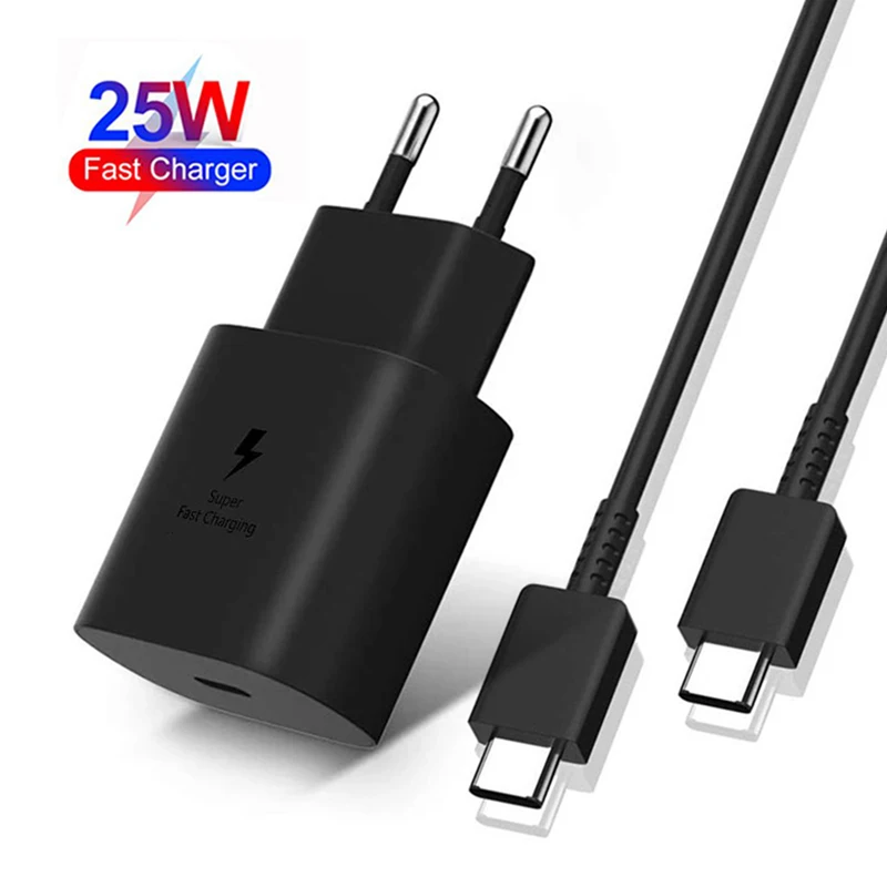 For Samsung 25W Super Fast PD Charger Usb Type C Cargador Cable For Galaxy S23 S24 S21 S20 FE Note 10 20 A54 A55 A34 M15 A23
