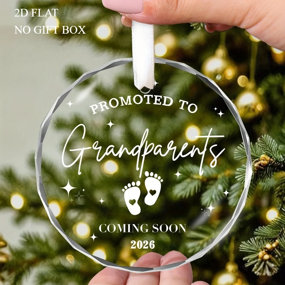 مسطح ثنائي الأبعاد، قطعة واحدة، زينة إعلان الجد المطورة لعام 2026 - ديكور مستدير للأطفال الحوامل مقاس 8 سم، هدية مثالية لعيد الميلاد #5