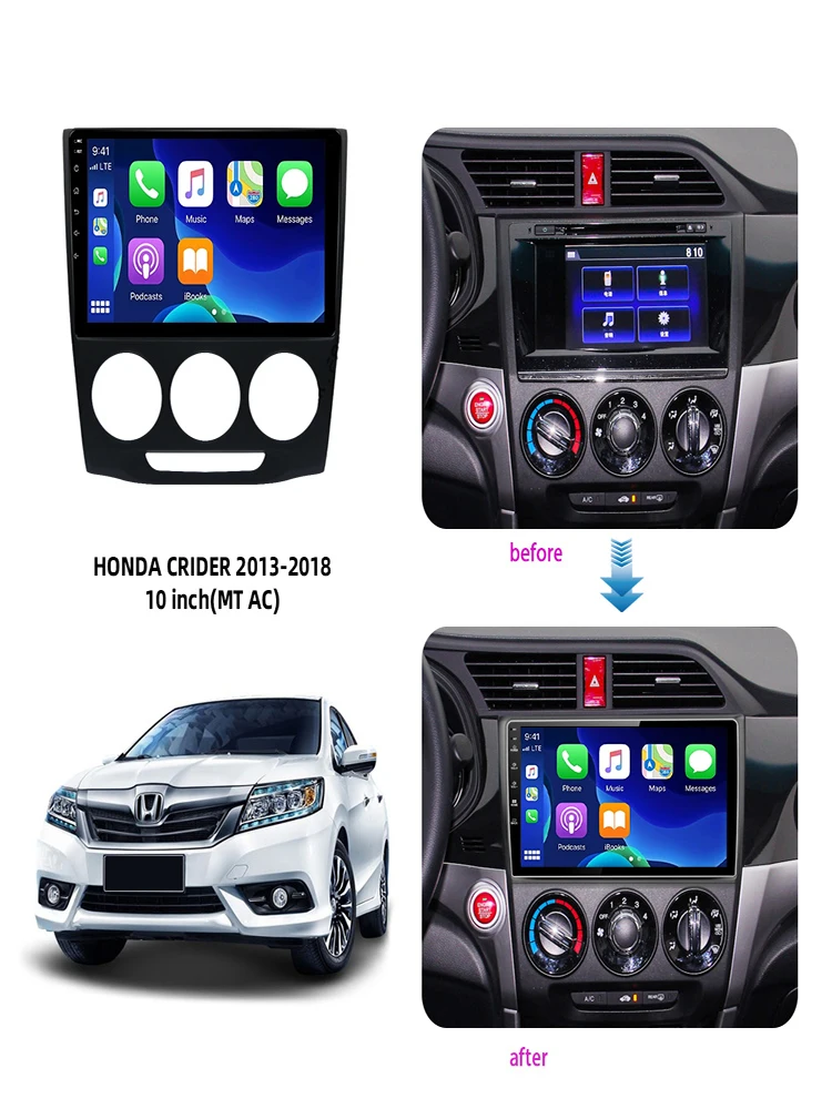 Android 13 for Honda Crider 2013 - 2018 Car Radio Multimedia Autoradio Wireless Carplay Manual AC