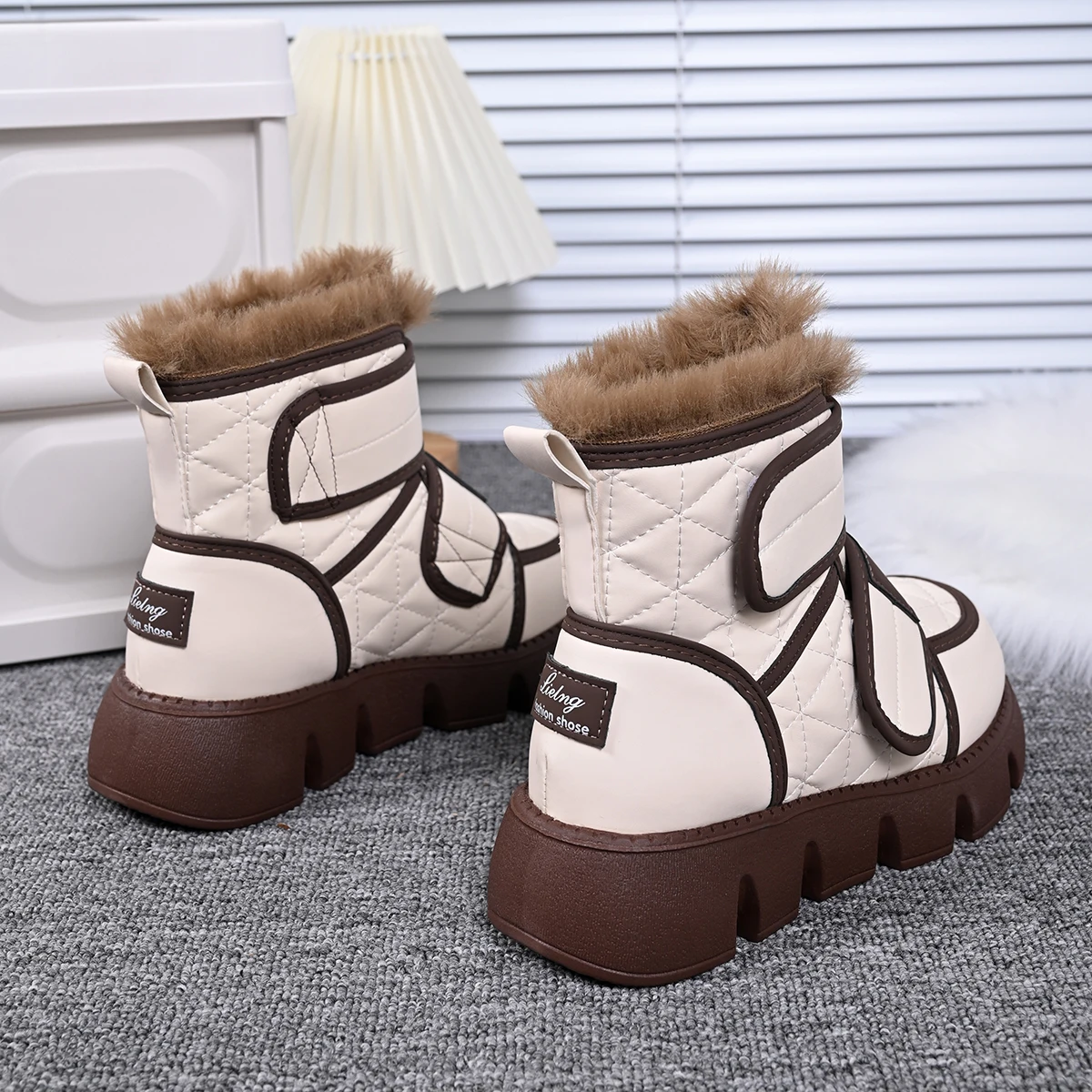 Fur Keep Warm Snow Boots Women 2023 Winter Waterproof Platform Flats Heel Shoes Snow Boots Female Footwear Short Ankle Boots