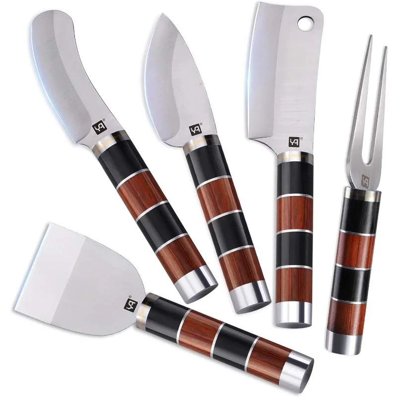 

Stainless Steel Cheese Knives for Charcuterie Board Accessories with Colorful Handle Cheese Cutter Forks for Soft Hard Cheese