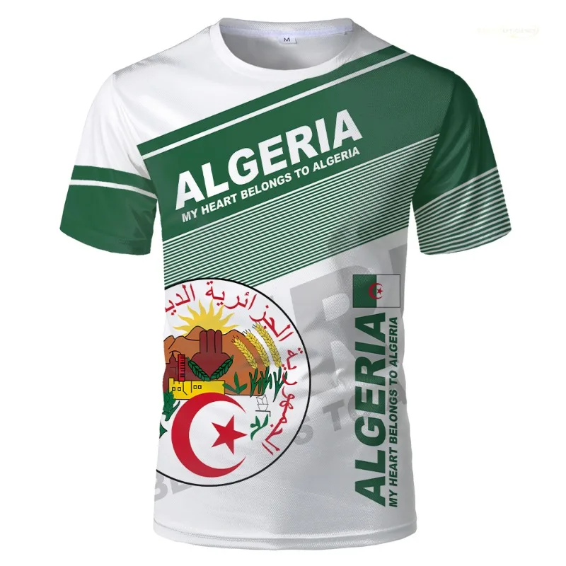 NewFashion Africa Country Algeria Flag Tattoo Retro 3DPrint Summer Harajuku Casual Funny Short Sleeves T-Shirts Streetwear XA4