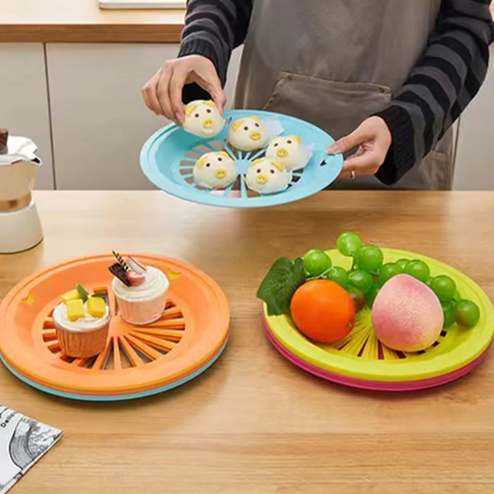 

10Pcs Hollow Plastic Plates Round Reusable Bbq Tray Multi-Functional Outdoor Grill Fruit Snack Serving Tray Plastic Fruit Plate