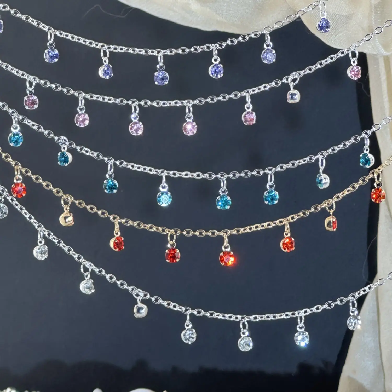 Fashion 0.5/1/2 Meter Colorful Rhinestone Chain Copper Clad Iron Chain Plating for Women Necklace DIY Jewelry Making Accessories