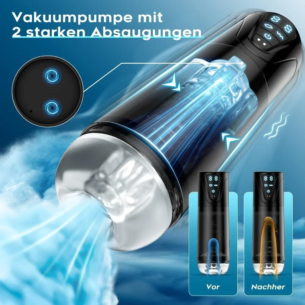 Automatic Suck Male Masturbator with 3D Textured Rubber Vagina for Men Penis Pumps Cup Hands Free Blowjob Stroker Pocket Pussy