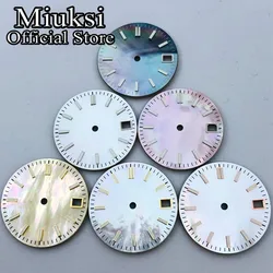 Miuksi 28.5mm silver blue gold sterile watch dial luminous fit NH34 NH35 movement fit 3/3.8/4.2 o'clock crown