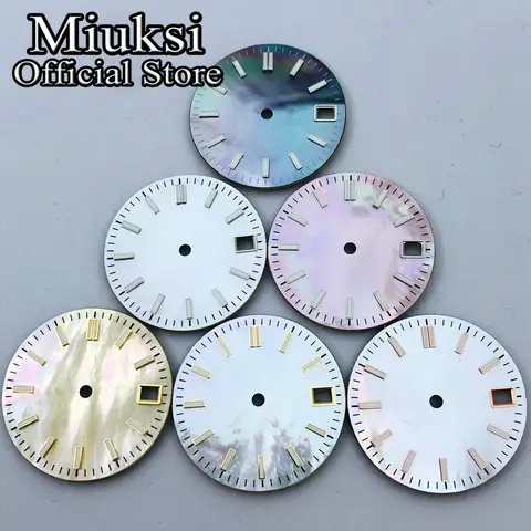 Miuksi 실버 블루 골드 멸균 시계 다이얼, 야광 핏 NH34 NH35 무브먼트 핏, 3/3.8/4.2 시 크라운, 28.5mm