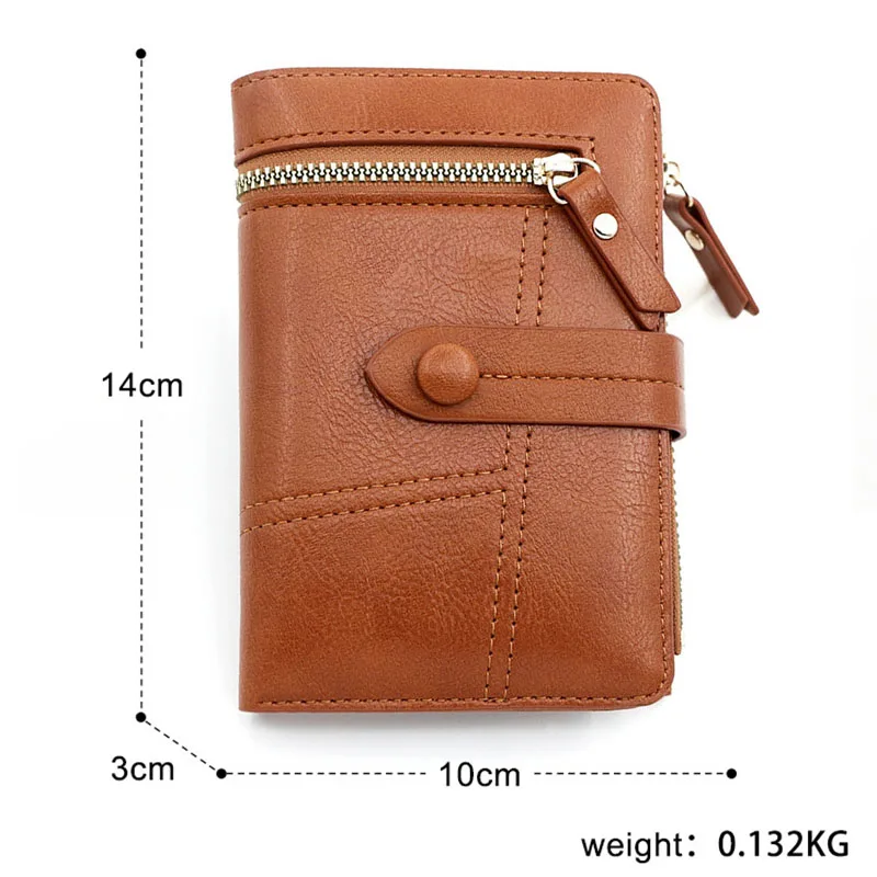 New Large Capacity Leather Wallet For Women With Zipper Short Wallet Red Credit Card Holder Fashion Women\'S Small Wallet