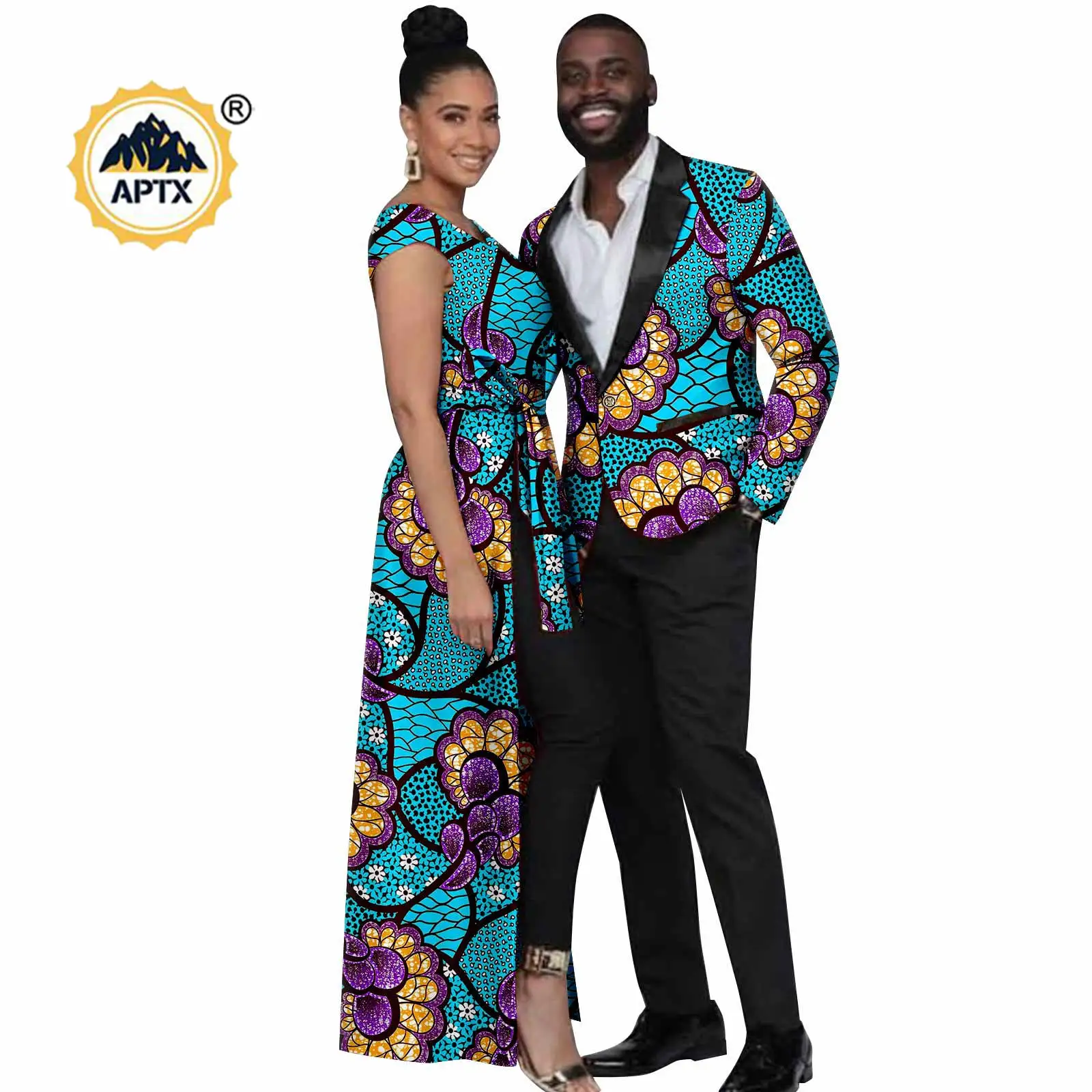 African Print Dresses for Women Matching Couple Outfits Dashiki Ankara Men Jacket Blazer Bazin Riche Party Outwear S20C018