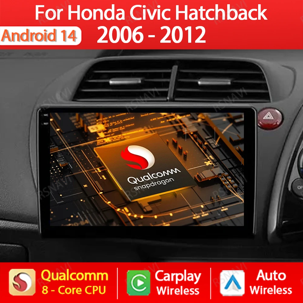 

Android 14 Carplay Auto For Honda Civic Hatchback 2006 - 2011 RHD Car Radio Multimedia Video Player GPS NAVI AI Voice 4G WIFI BT