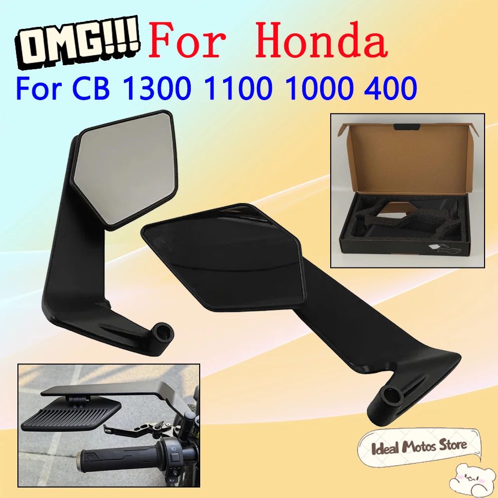 

For Honda CB1300 CB400 CB1100 CB1000R CB1000 Hornet Accessories Rearview Mirrors Stealth Winglets Mirror Rotate Side View Mirror