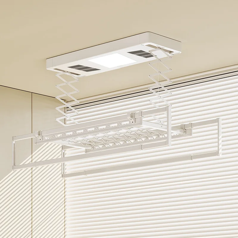 Electric clothes dryer, remote control telescopic ceiling rack with 1 light