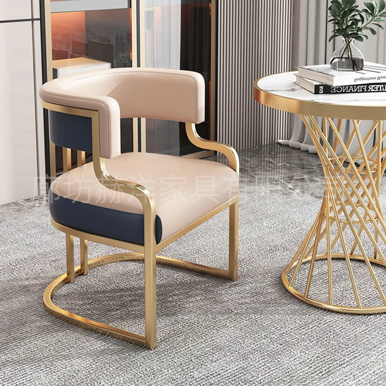 Light Luxury Gold-plated Armrest Back Dining Chair Sales Office Tea Chair Hotel Sofa Chair Study Office Reception Negotiation Ch
