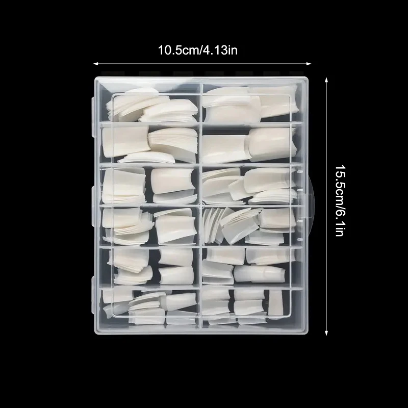 1Box French False Nail Tips Nail Artificial Duckbill Shape Nails Press On Nail Full Cover With Clear Plastic Box Nail Salon