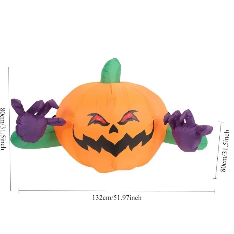 Juguetes inflables de 4,3 pies, decoraciones de Halloween, decoraciones de cabeza de calabaza de mano púrpura, decoración del hogar, fiesta de Navidad, decoración navideña