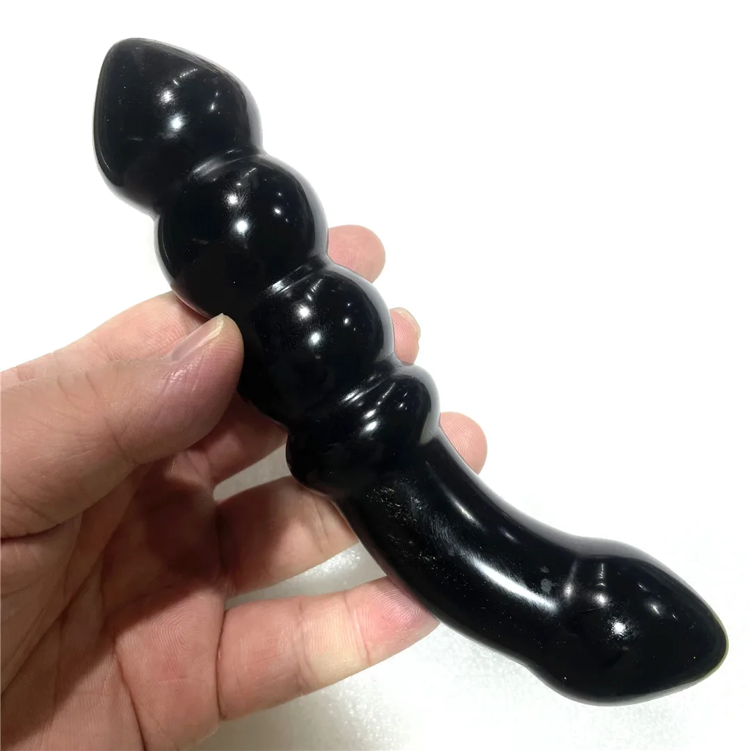 18CM Natural Obsidian Polished Anal Plug Massage Stick Women Gift Valentine's Day Gift Sex Lifestyle Supplies Mineral Crystals