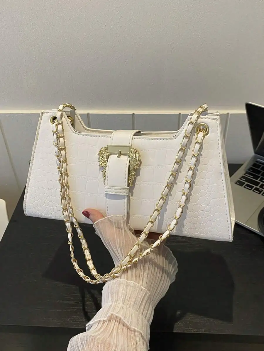 Women Stone Pattern Underarm Pouch Handbag