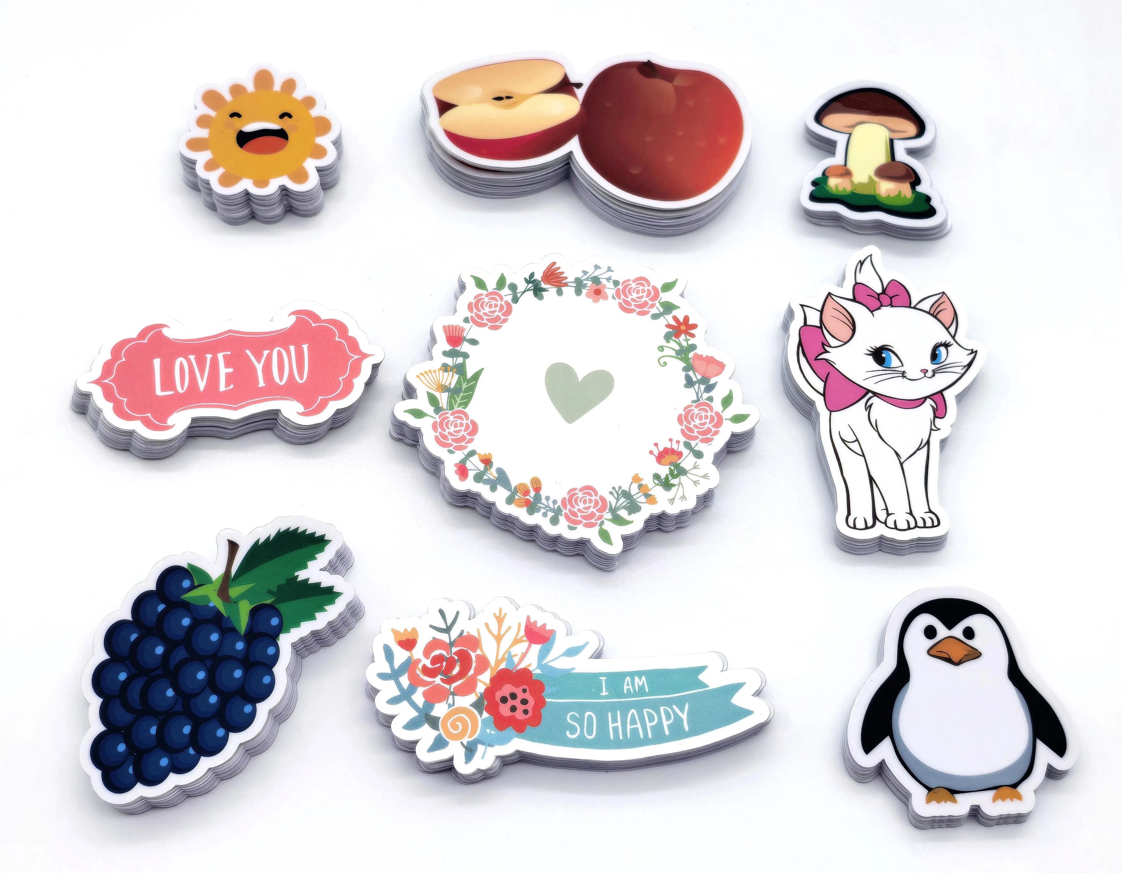 100pcs Custom Stickers PVC Waterproof Die Cut Vinyl Personalized Logo Design Cute Sticker Laptop Birthday Party Wedding Business